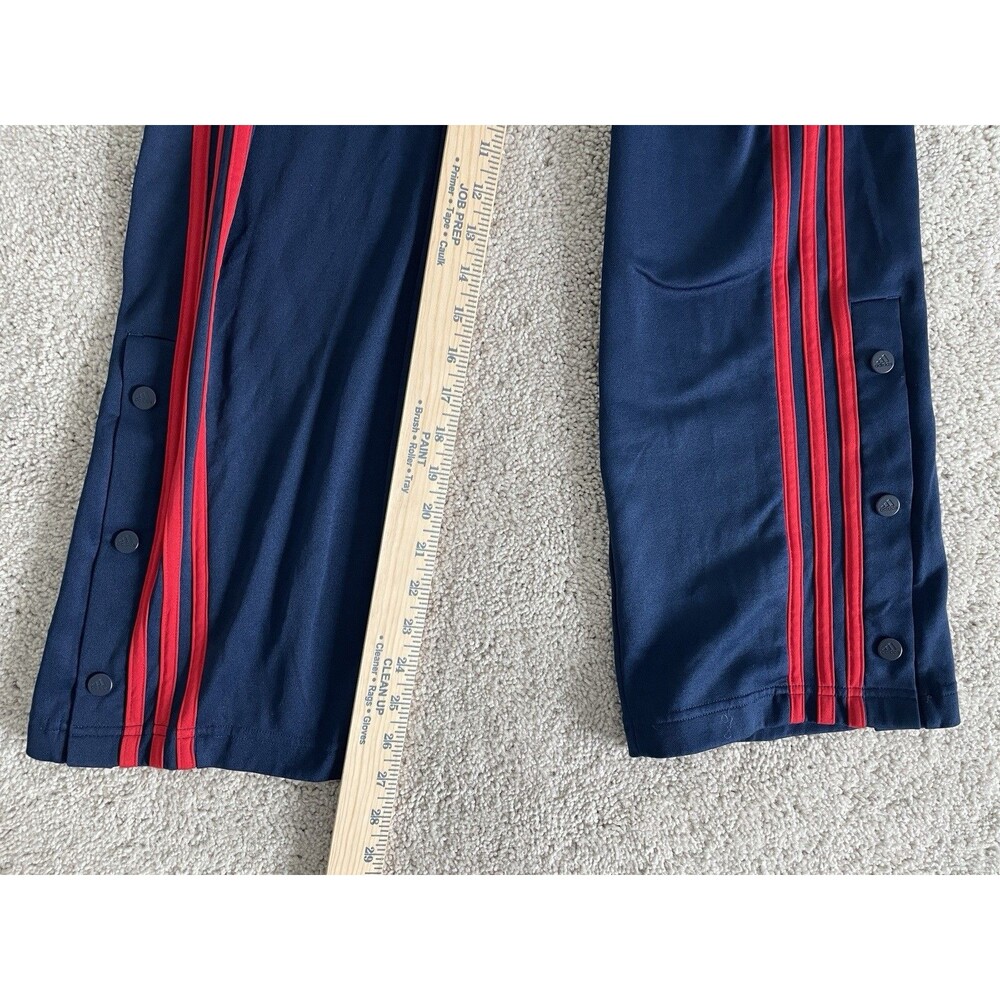 Adidas Women's Iconic Wrapping 3 Stripes Snap Track Pants Navy Blue Red Medium - Picture 4 of 8